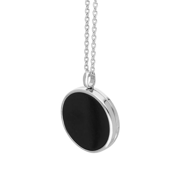 Sterling Silver Whitby Jet Medium Round Locket, P3550C_1