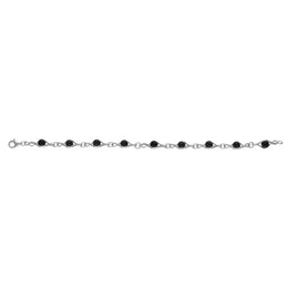 Sterling Silver Whitby Jet Nine Stone Twist Link Bracelet, B883_2