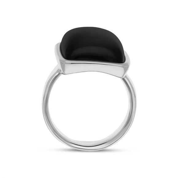 Sterling Silver Whitby Jet Oblong Ring, R83_2