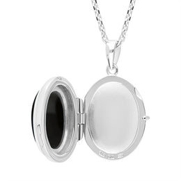 Sterling Silver Whitby Jet Oval Locket Pendant
