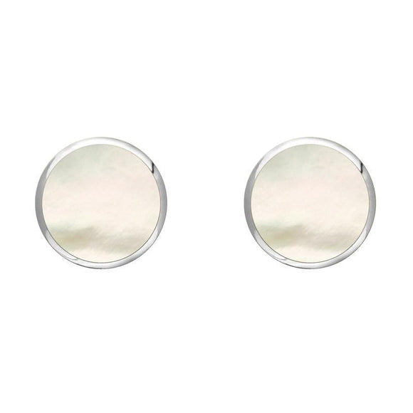 Sterling Silver White Mother of Pearl 6mm Classic Medium Round Stud Earrings, E003