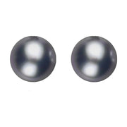 Sterling Silver 6mm Black Freshwater Pearl Stud Earrings. E619.