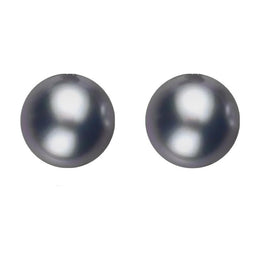 Sterling Silver 6mm Black Freshwater Pearl Stud Earrings. E619.