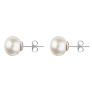 Sterling Silver 8mm White Freshwater Pearl Stud Earrings E624
