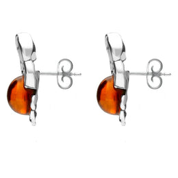 Sterling Silver Amber Crab Stud Earrings