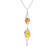 Sterling Silver Amber Double Graduated Twist Bead Necklace P1953