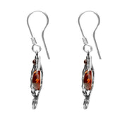 Sterling Silver Amber Seahorse Drop Earrings E1887 side