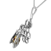 Sterling Silver Amber Small Bee Honeycomb Necklace P3347