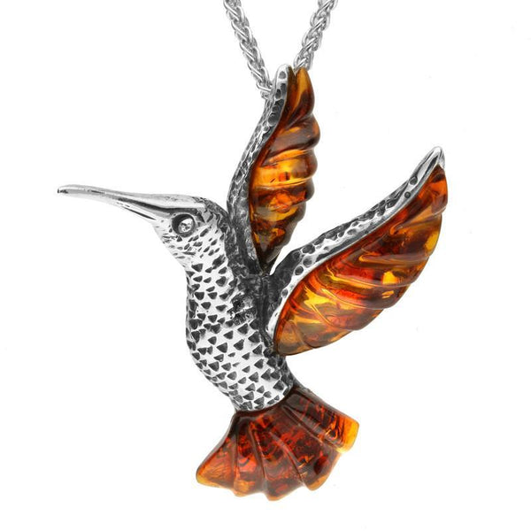 Sterling Silver Amber Small Hummingbird  Necklace P2476