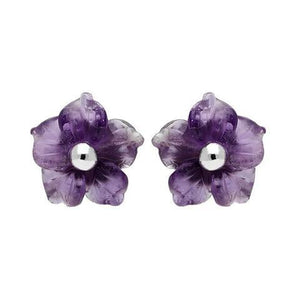 Sterling Silver Amethyst Tuberose Carnation Stud Earrings, E2162.