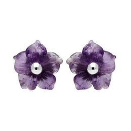 Sterling Silver Amethyst Tuberose Carnation Stud Earrings, E2162.