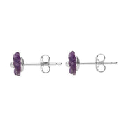Sterling Silver Amethyst Tuberose Carnation Stud Earrings, E2162.