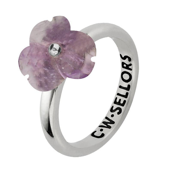 Sterling Silver Amethyst Tuberose Clover Ring, R999.