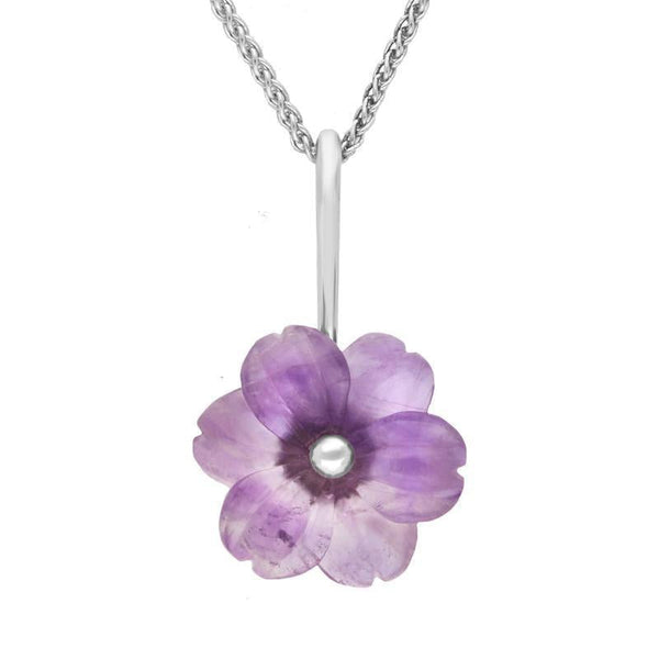 Sterling Silver Amethyst Tuberose Dahlia Necklace, P2856.