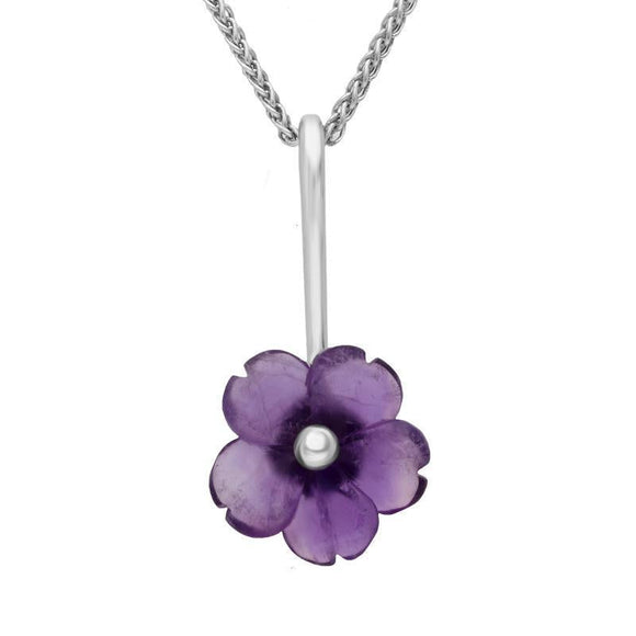 Sterling Silver Amethyst Tuberose Gypsophila Necklace, P2857.