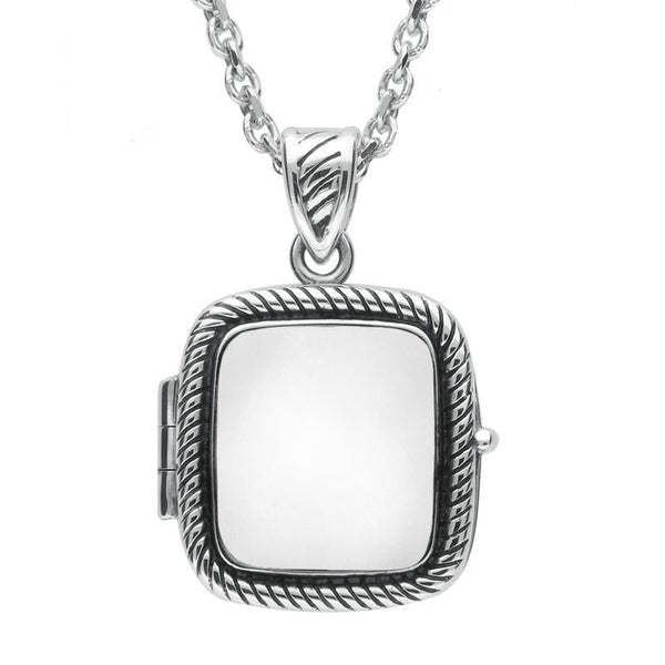 Sterling Silver Bauxite Cushion Rope Edge Locket