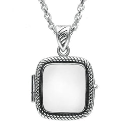 Sterling Silver Bauxite Cushion Rope Edge Locket