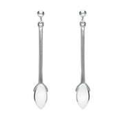 Sterling Silver Bauxite Long Marquise Oval Drop Earrings E131