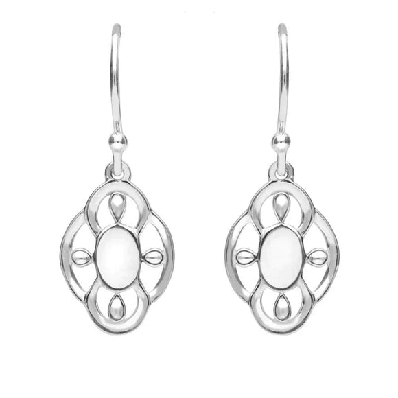 Sterling Silver Bauxite Open Petal Edge Flower Hook Earrings