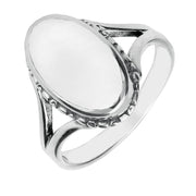 Sterling Silver Bauxite Oval Rope Edge Ring R112