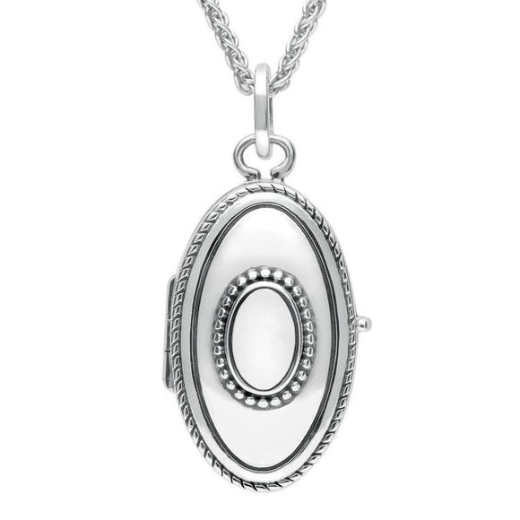 Sterling Silver Bauxite Rope Edge Oval Locket P2089