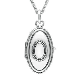 Sterling Silver Bauxite Rope Edge Oval Locket P2089