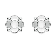 Sterling Silver Bauxite Round Four Petal Flower Stud Earrings E1624
