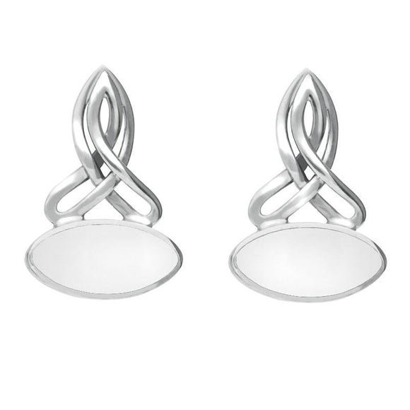 Sterling Silver Bauxite Wide Marquise Celtic Stud Earrings E977