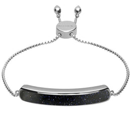 Sterling Silver Blue Goldstone Lineaire Long Bracelet B1071