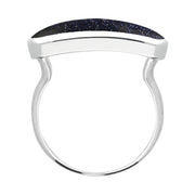 Sterling Silver Blue Goldstone Lineaire Petite Oval Ring R1006