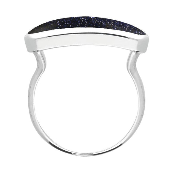 Sterling Silver Blue Goldstone Lineaire Petite Oval Ring R1006