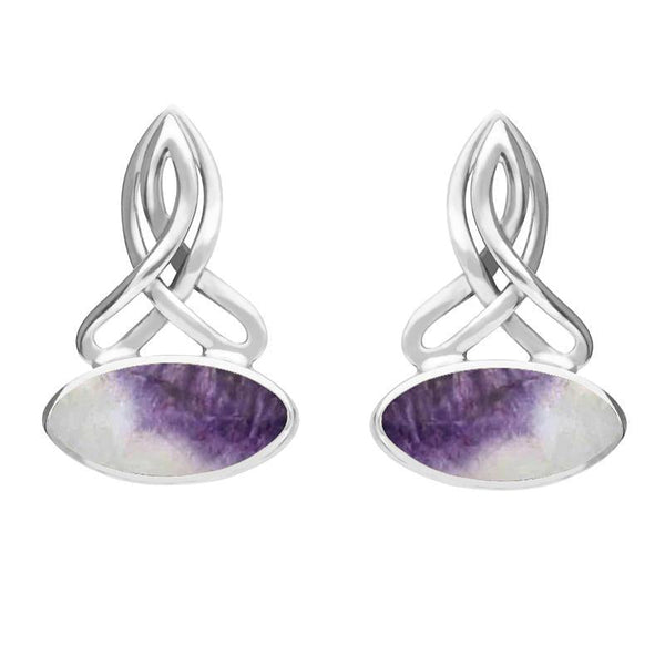 Sterling Silver Blue John Celtic Long Marquise Stud Earrings E977