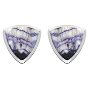 Sterling Silver Blue John Curved Triangle Stud Earrings. E203.