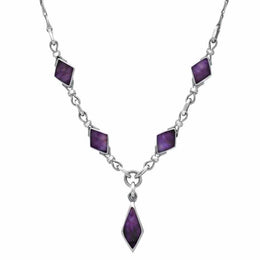 Sterling Silver Blue John Diamond Shaped Necklace. N229.