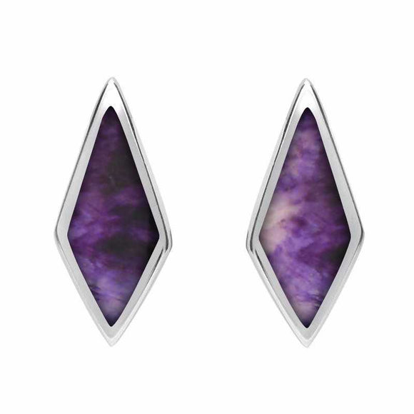 Sterling Silver Blue John Diamond Shaped Stud Earrings. E282.