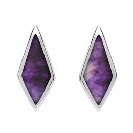 Sterling Silver Blue John Diamond Shaped Stud Earrings. E282.