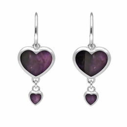 Sterling Silver Blue John Double Heart Hook Earrings