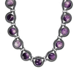 Sterling Silver Blue John Foxtail Seventeen Stone Necklace N498