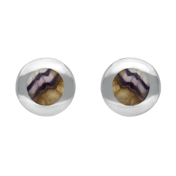 Sterling Silver Blue John Framed Round Stud Earrings