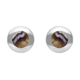 Sterling Silver Blue John Framed Round Stud Earrings