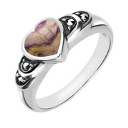 Sterling Silver Blue John Heart Marcasite Shoulder Ring R539