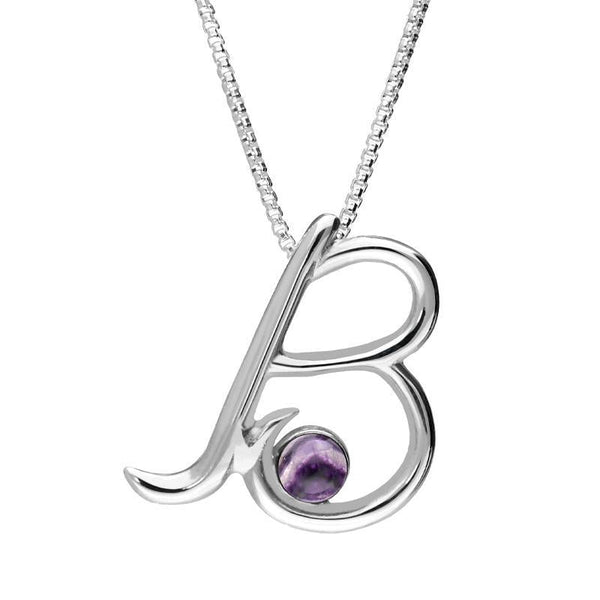 Sterling Silver Blue John Love Letters Initial B Necklace P3449C