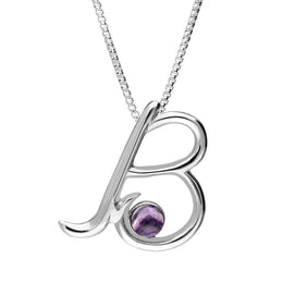 Sterling Silver Blue John Love Letters Initial B Necklace P3449C