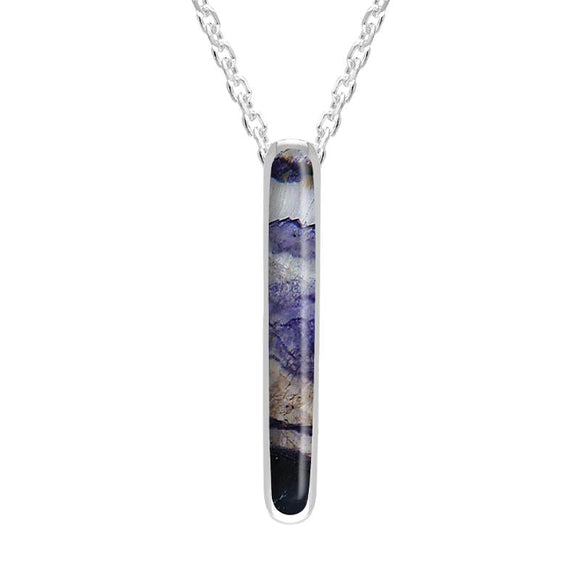 Sterling Silver Blue John Lineaire Drop Oval Necklace P2989