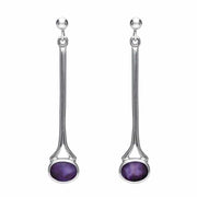 Sterling Silver Blue John Long Drop Earrings. E094.