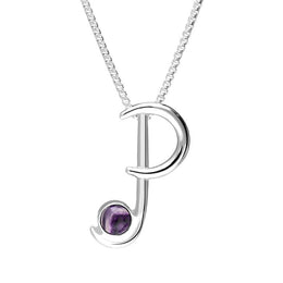 Sterling Silver Blue John Love Letters Initial P Necklace P3463C