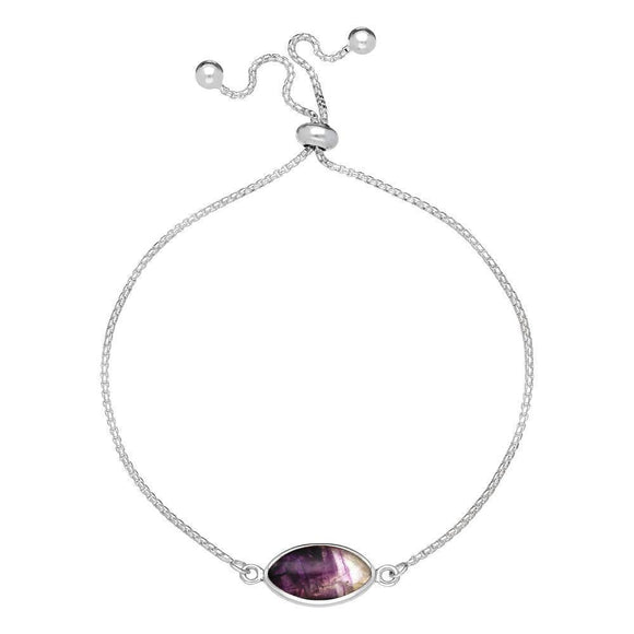 Sterling Silver Blue John Marquise Stone Adjustable Bracelet, B1129.