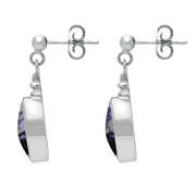 Sterling Silver Blue John Oval Bottletop Drop Earrings E056
