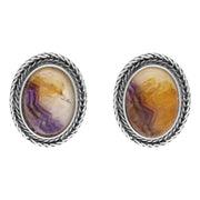 Sterling Silver Blue John Oval Foxtail Stud Earrings, E1886.