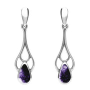 Sterling Silver Blue John Pear Spoon Earrings. E139. 
